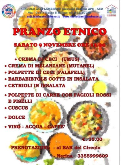 Pranzo etnico - Circolo Acli Lambrate (MI)
