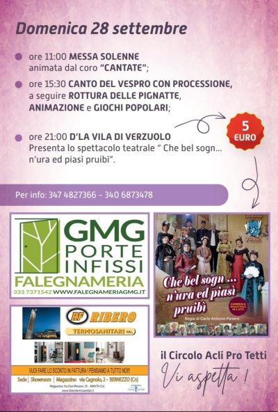 Festa Patronale di San Michele Arcangelo - Tetti di Dronero (CN) - Circolo Acli Pro-Tetti (CN)