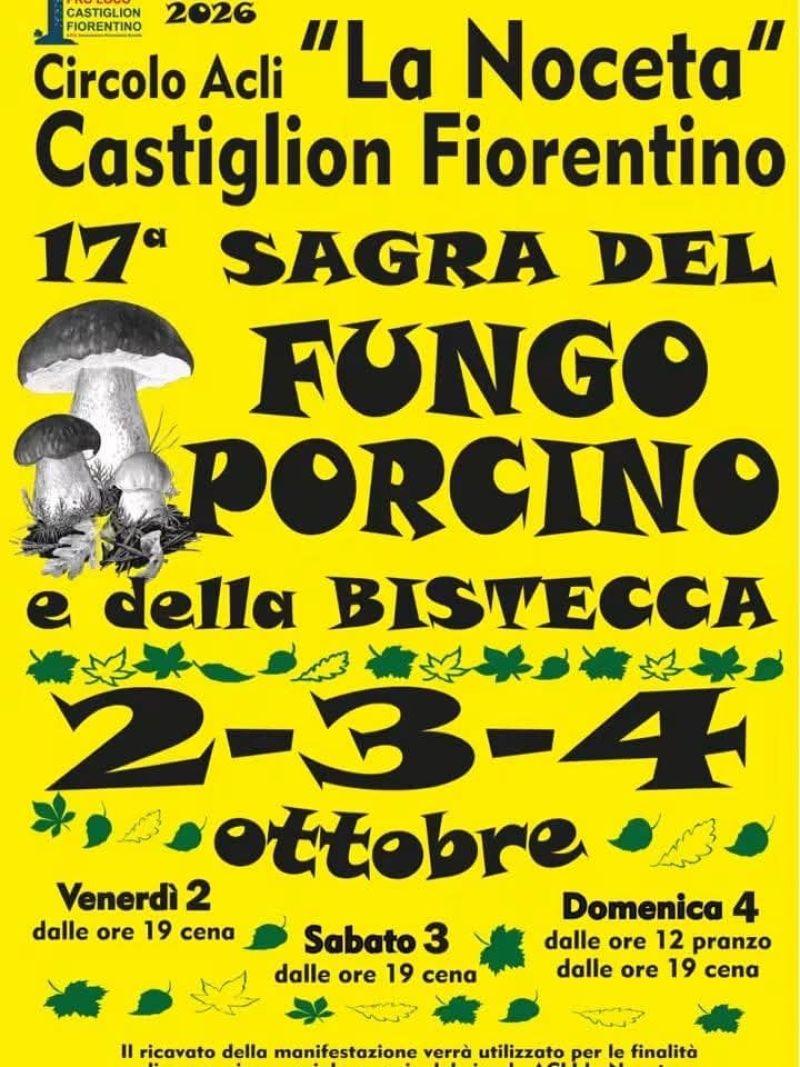 17ESIMA SAGRA DEL FUNGO PORCINO E DELLA BISTECCA - PROGRAMMA - CASTIGLION FIORENTINO (AR) - CIRCOLO ACLI LA NOCETA (AR)