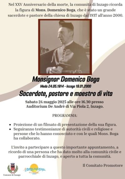 Monsignor Domenico Boga: Sacerdote, pastore e maestro di vita - Circolo Acli Inzago (MI)