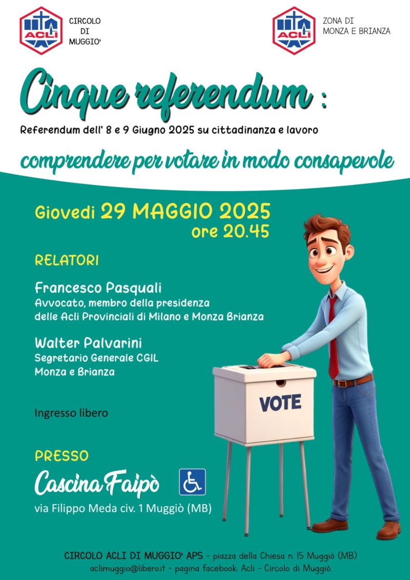 Cinque referendum: comprendere per votare in modo consapevole - Circolo Acli Muggiò (MI)