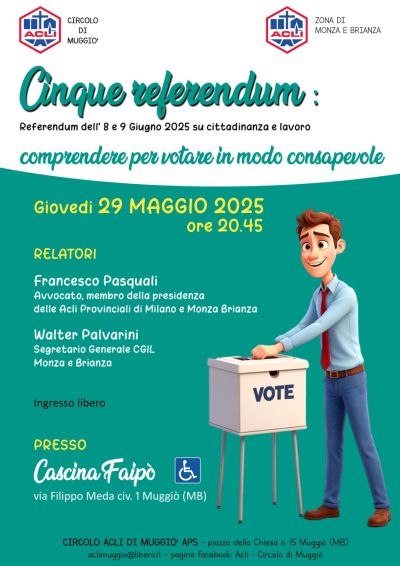 Cinque referendum: comprendere per votare in modo consapevole - Circolo Acli Muggiò (MI)