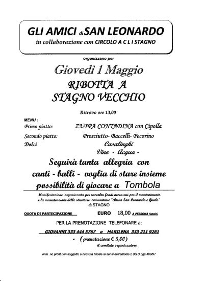 Ribotta a Stagno Vecchio - Circolo Acli Stagno (LI)
