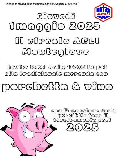 Tradizionale merenda con porchetta e vino - Circolo Acli Montegiove (TR)