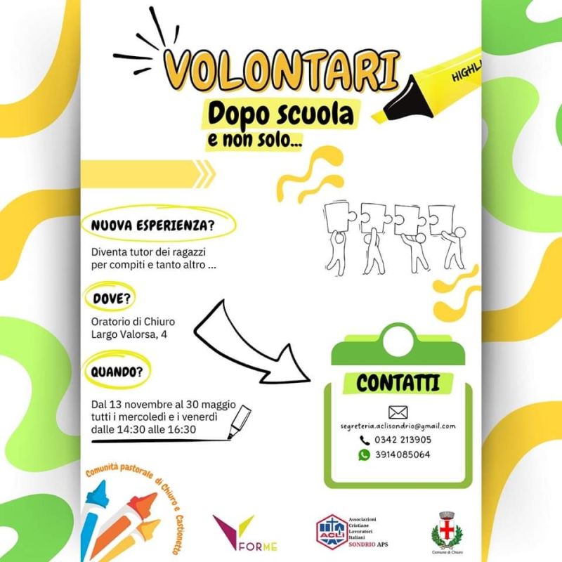 Volontari: Dopo scuola e non solo... - Acli Sondrio (SO)