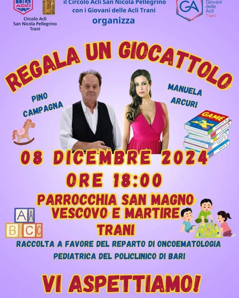 Regala un giocattolo - Circolo Acli San Nicola Pellegrino Trani (BA)