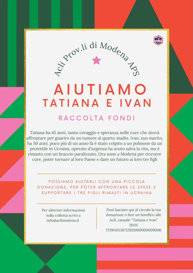 Raccolta fondi: Aiutiamo Tatiana e Ivan - Acli Modena (MO)