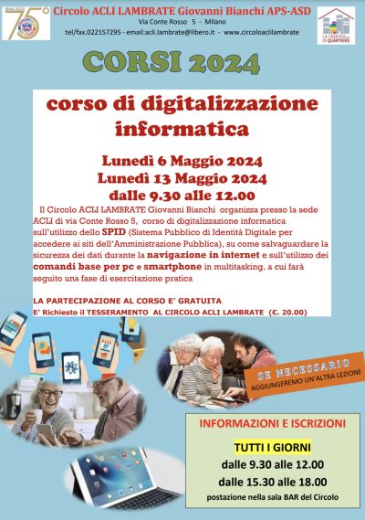 Corso di digitalizzazione informatica - Circolo Acli Lambrate (MI)