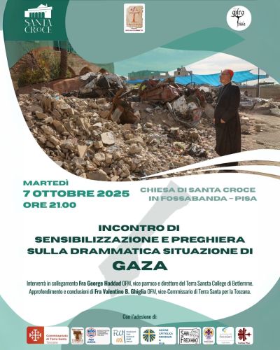 Incontro di sensibilizzazione e preghiera sulla drammatica situazione di Gaza - Pisa - Acli Pisa e Lucca (PI)