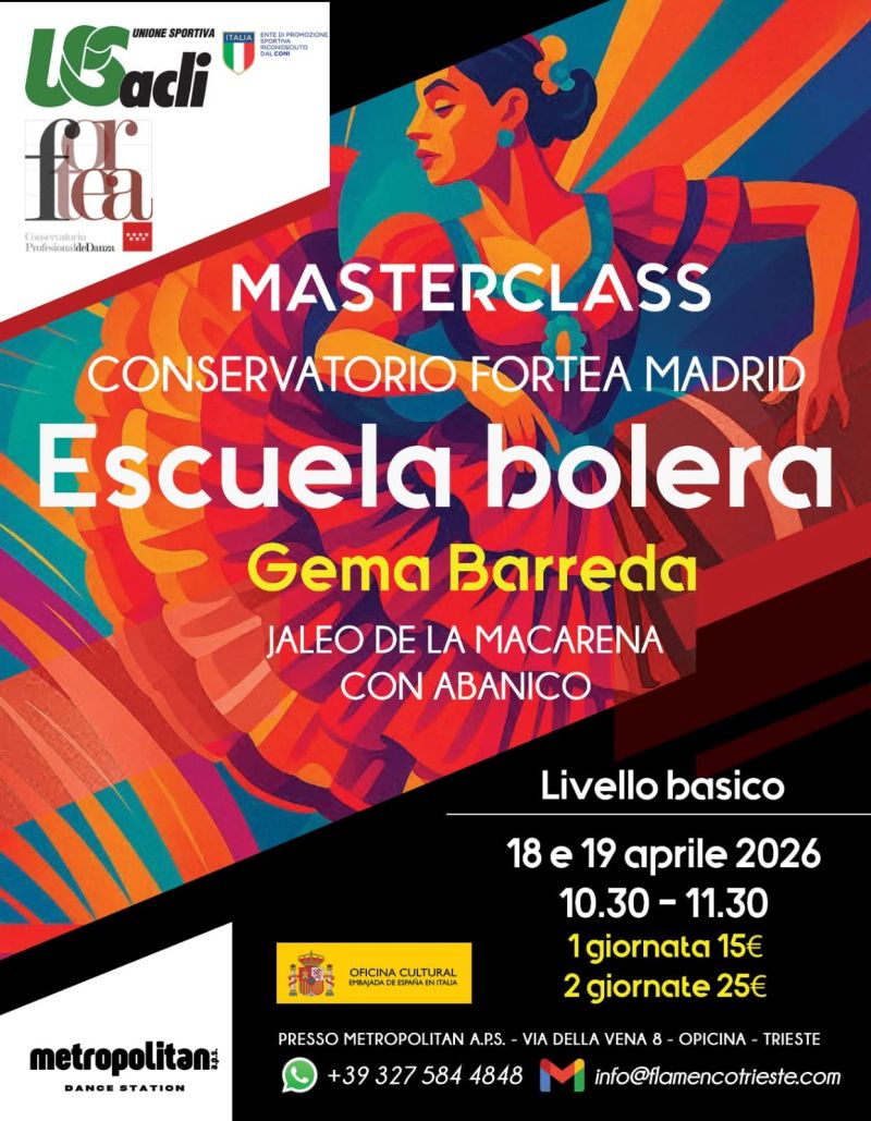 MASTER CLASS ESCUELA BOLERA - CONSERVATORIO FORTEA MADRID - GEMA BARREDA - OPICINA TRIESTE - US ACLI TRIESTE