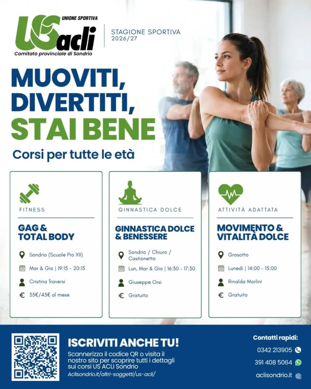 MUOVITI, DIVERTITI, STAI BENE - CORSI PER TUTTE LE ETÀ - US ACLI SONDRIO (SO) - SONDRIO (SO) E GROSOTTO (SO)