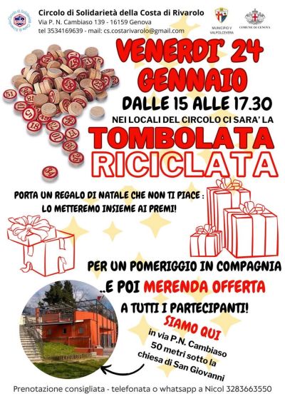 Tombolata riciclata - Circolo Acli di Solidarietà della Costa di Rivarolo (GE)
