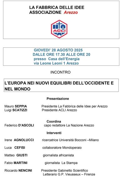 L'Europa nei nuovi equilibri dell'occidente e nel mondo - Arezzo - Acli Arezzo (AR)
