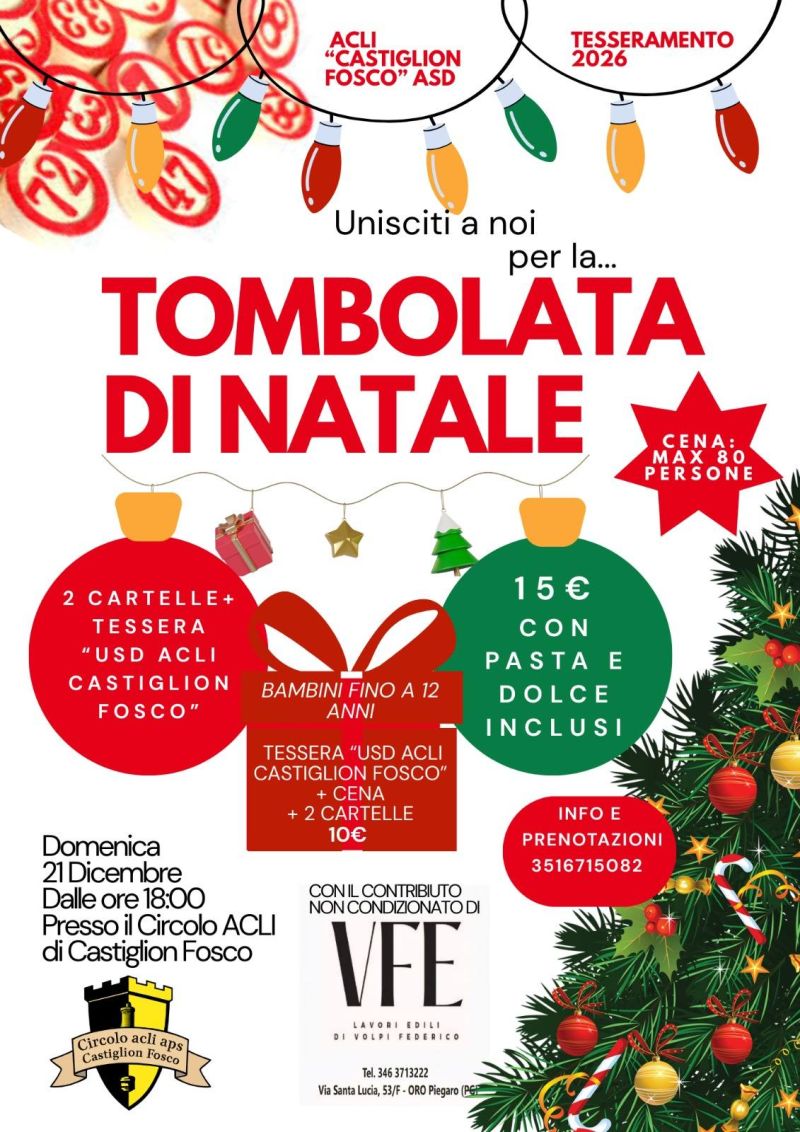 Tombolata di Natale - Piegaro (PG) - Circolo Acli Castiglion Fosco (PG)