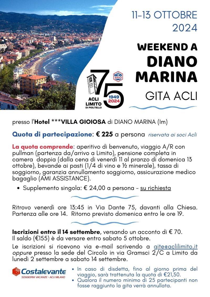 Weekend a Diano Marina - Circolo Acli Limito di Pioltello (MI)