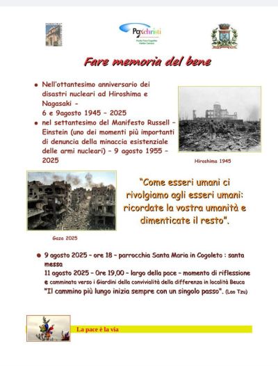Fare memoria del bene - Cogoleto (SV) - Circolo Acli Cogoleto (SV)
