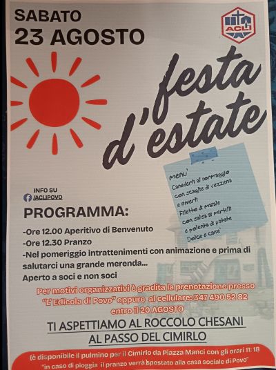 Festa d'estate - Trento - Circolo Acli Povo (TN)
