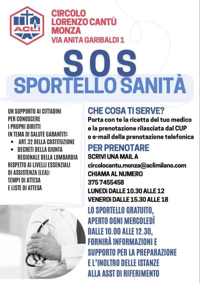 SOS Sportello Sanità - Monza - Circolo Acli lorenzo Cantù (MI)