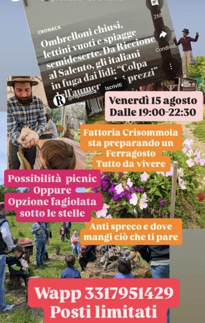 Ferragosto Tutto da Vivere - Pollena Trocchia (NA) - Fattoria Crisommola aff. Acli Napoli (NA)