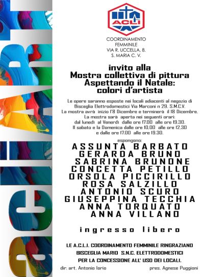 Mostra collettiva di pittura "Aspettando il Natale: colori d'artista" - Coordinamento Donne Acli Caserta (CE)