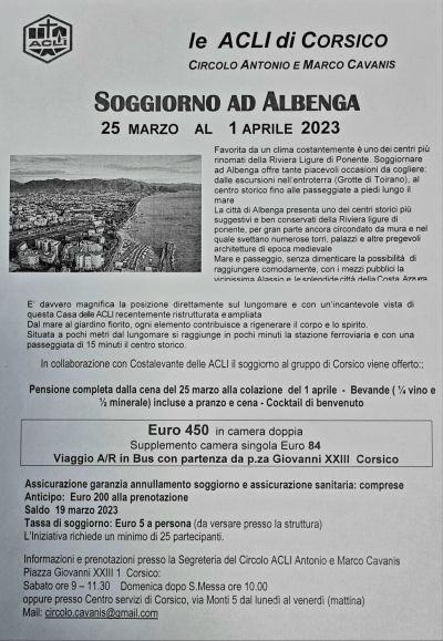 Soggiorno d Albenga - Circolo Acli Cavanis (MI)