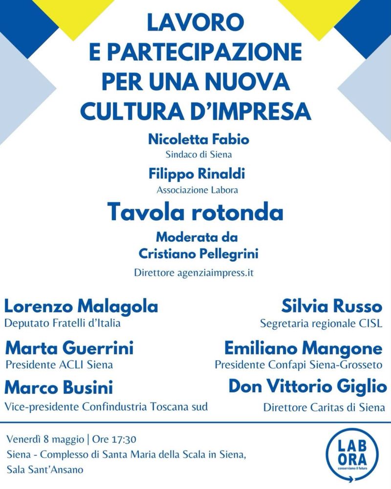 LAVORO E PARTECIPAZIONE PER UNA NUOVA CULTURA D'IMPRESA - SIENA