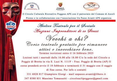Vecchi a chi?: Corso teatrale gratuito per rimanere attivi e invecchiare bene - Acli Ascoli Piceno (AP)