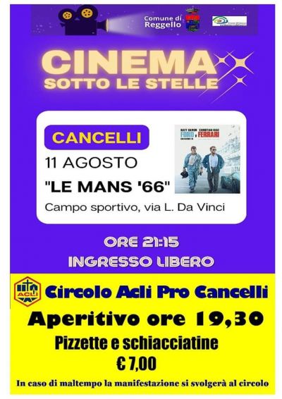 Cinema sotto le stelle: Le mans &#039;66 - Circolo Acli Pro Cancelli (FI)