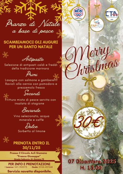 Pranzo di Natale e base di pesce - Sismano (TR) - Circolo Acli Sismano (TR)
