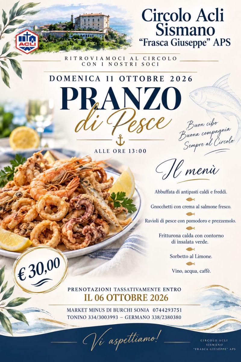 PRANZO DI PESCE - SISMANO (TR) - CIRCOLO ACLI "FRASCA GIUSEPPE" APS