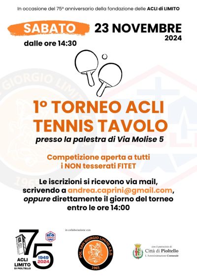 1° Torneo Acli Tennis Tavolo - Circolo Acli Limito di Pioltello (MI)