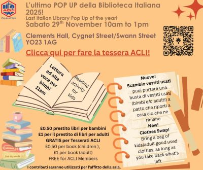 L'ultimo Pop Up della Biblioteca Italiana 2025 - York - Circolo Acli York (Inghilterra)