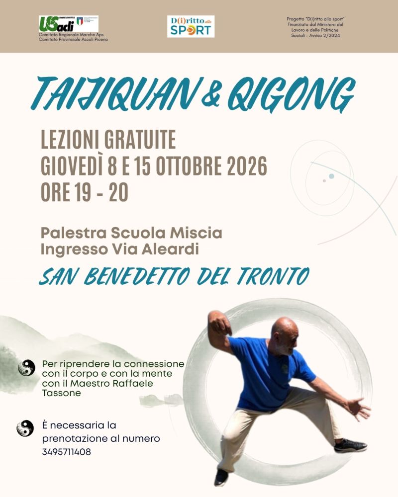TAIJIQUAN E QIGONG - LEZIONI GRATUITE - SAN BENEDETTO DEL TRONTO (AP) - US ACLI MARCHE