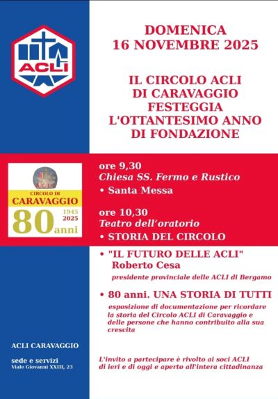 Ottantesimo anniversario per il Circolo di Caravaggio - Caravaggio (BG) - Circolo Acli Caravaggio (BG)