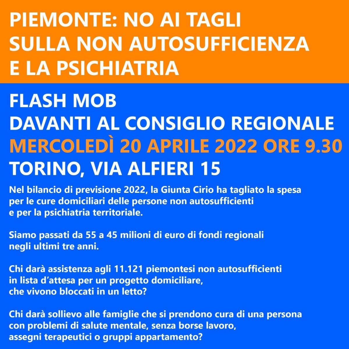 Flash Mob "No ai tagli sulla non autosufficienza" - ACLI Torino (TO)