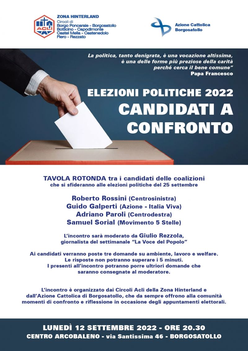 Elezioni politiche 2022: Candidati a confronto - Circoli Acli Zona Hinterland Brescia (BS)