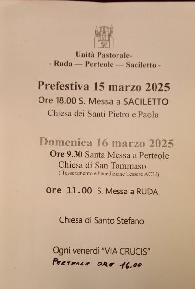 Santa Messa - Circolo Acli Perteole (UD)