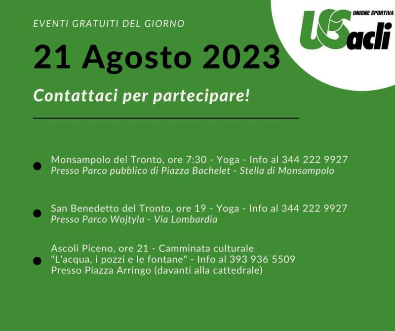 Eventi gratuiti del giorno - US Acli Marche