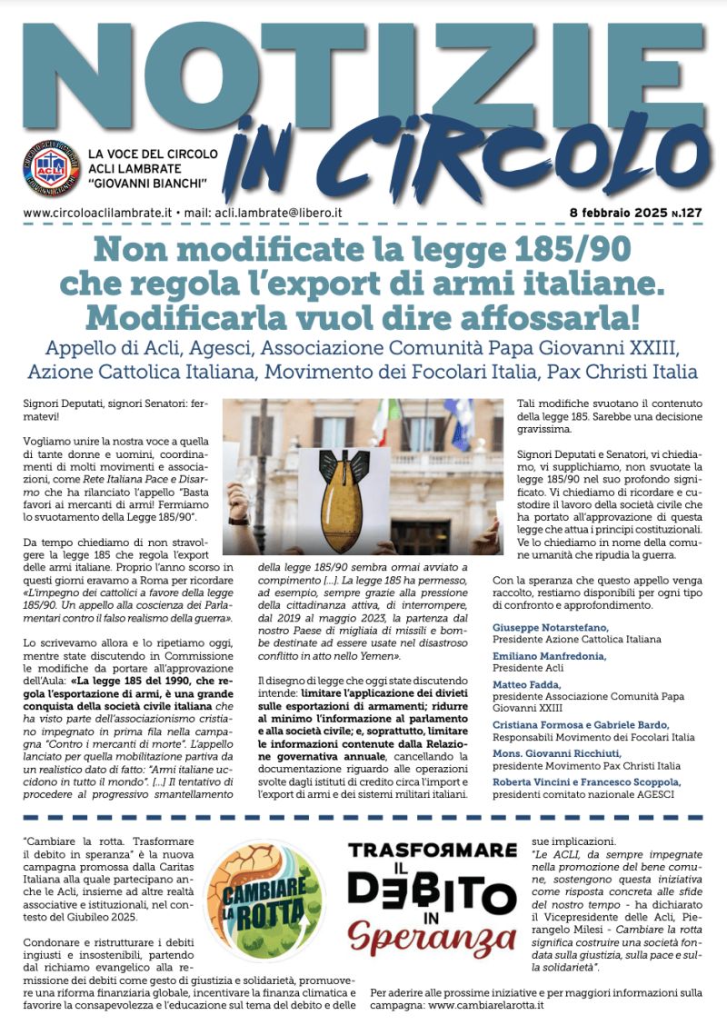 Notizie in circolo (n.127) - Circolo Acli Lambrate (MI)