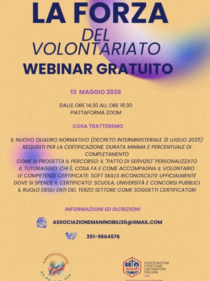 LA FORZA DEL VOLONTARIATO - WEBINAR - FROSINONE