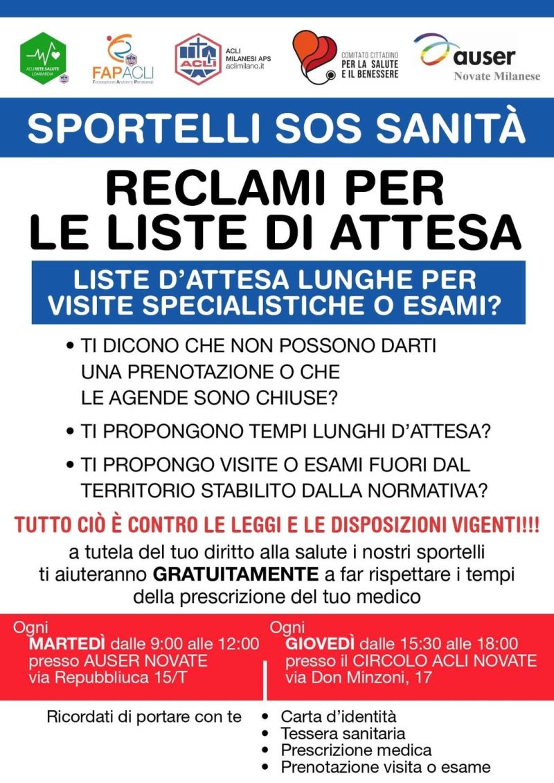 Sportelli SOS Sanità - Novate Milanese - Circolo Acli Novate Milanese (MI)