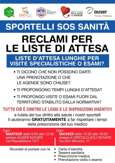 Sportelli SOS Sanità - Novate Milanese - Circolo Acli Novate Milanese (MI)
