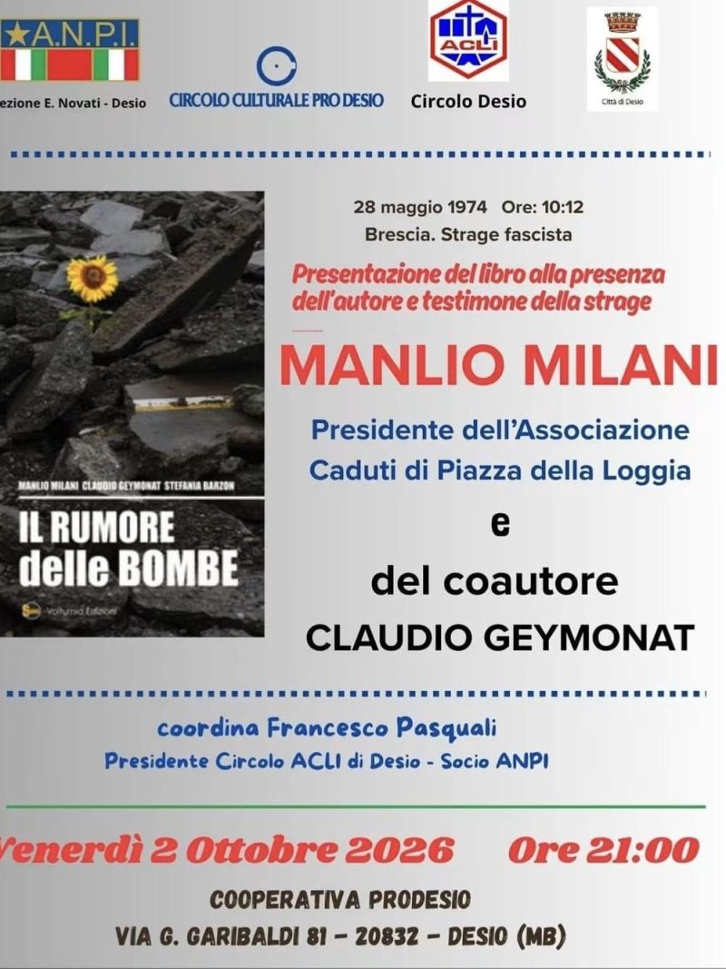 IL RUMORE DELLE BOMBE - PRESENTAZIONE LIBRO - DESIO (MB) - CIRCOLO ACLI DESIO (MB)
