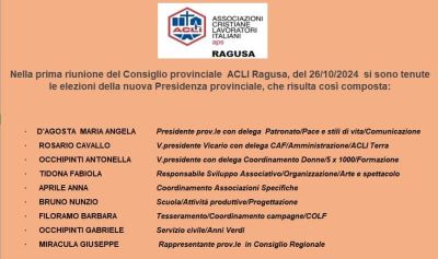 Nuova Presidenza Provinciale - Acli Ragusa (RG)