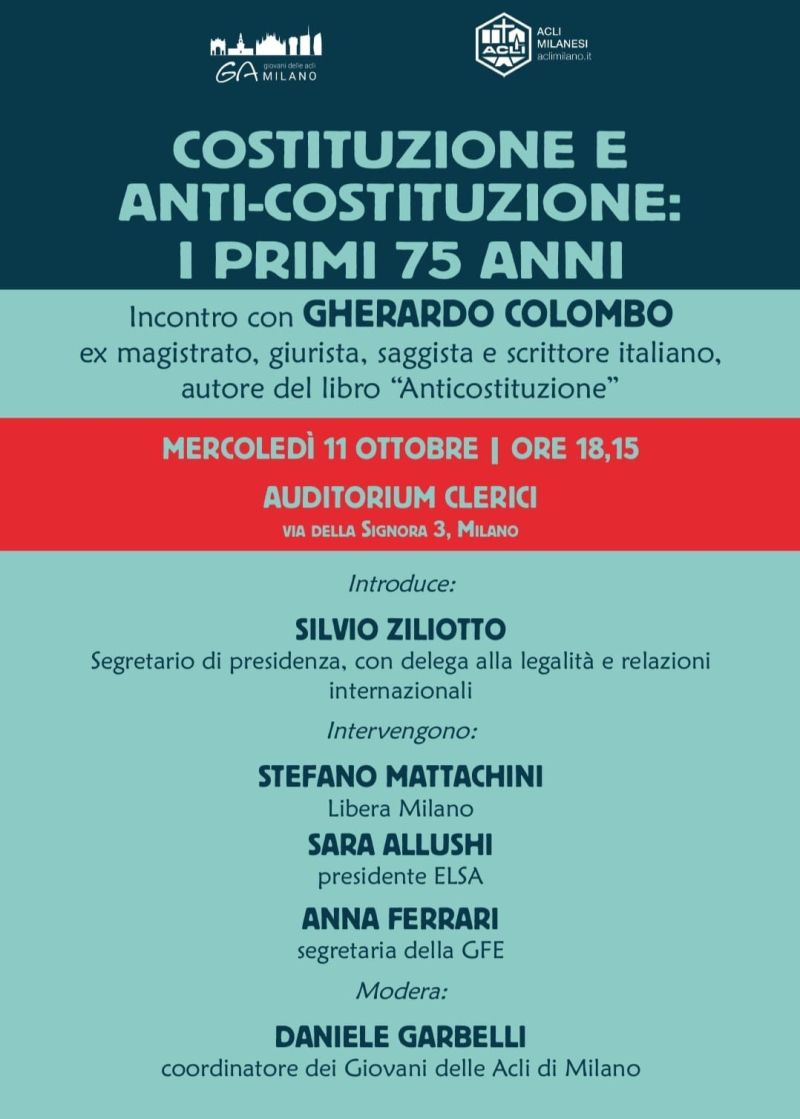 Costituzione e Anti-Costituzione: I primi 75 anni - GA Milano e Acli Milanesi (MI)