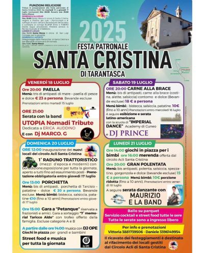 Festa patronale Santa Cristina di Tarantasca - Tarantasca (CN) - Circolo Acli Tarantasca (CN)