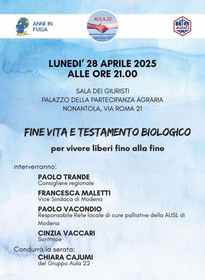 Fine vita e testamento biologico - Circolo Anni in Fuga aff. Acli Modena (MO)