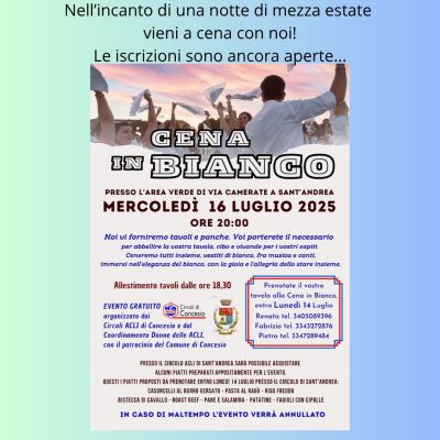Cena in bianco - Concesio (BS) - Circoli Acli Concesio (BS)