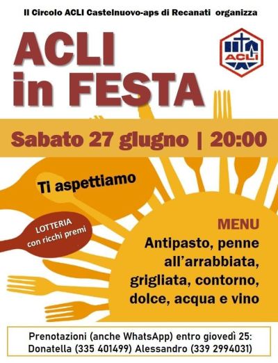 ACLI IN FESTA - CIRCOLO ACLI CASTELNUOVO APS RECANATI (MC) - RECANATI (MC)