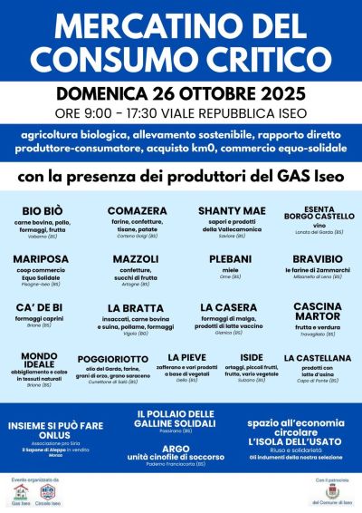 Mercatino del consumo critico - Iseo (BS) - Circolo Acli Iseo (BS)